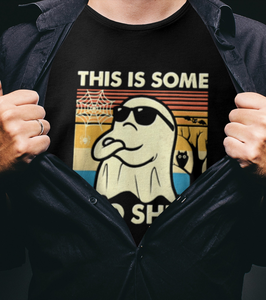 This Is Some Boo Sheet Sunset Ghost Sunglasses Tree T-Shirt