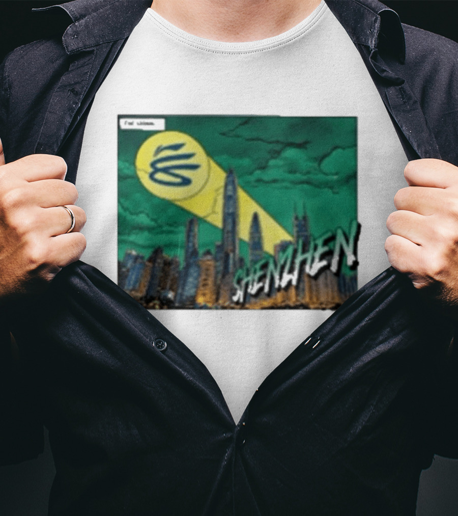 Stephen Curry Li Ning X Curry China Tour Shenzhen City Skyline Spotlight T-Shirt