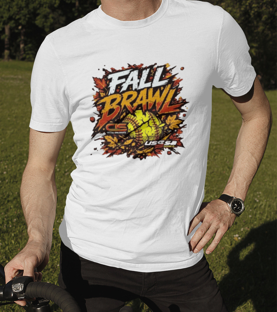 USSSA Fall Brawl Central Iowa Sports Tournament 2026 With Autumn Leaves And Softball T-Shirt