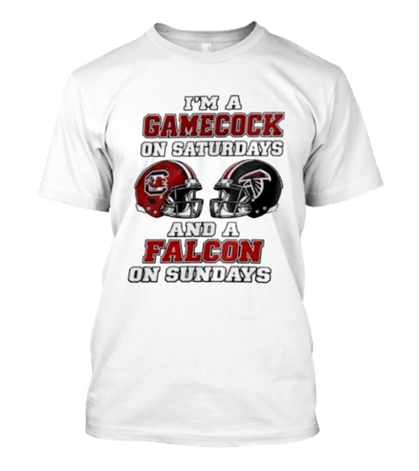I'm A Gamecock On Saturdays And A Falcon On Sundays Helmet Football Fan شعار T-Shirt