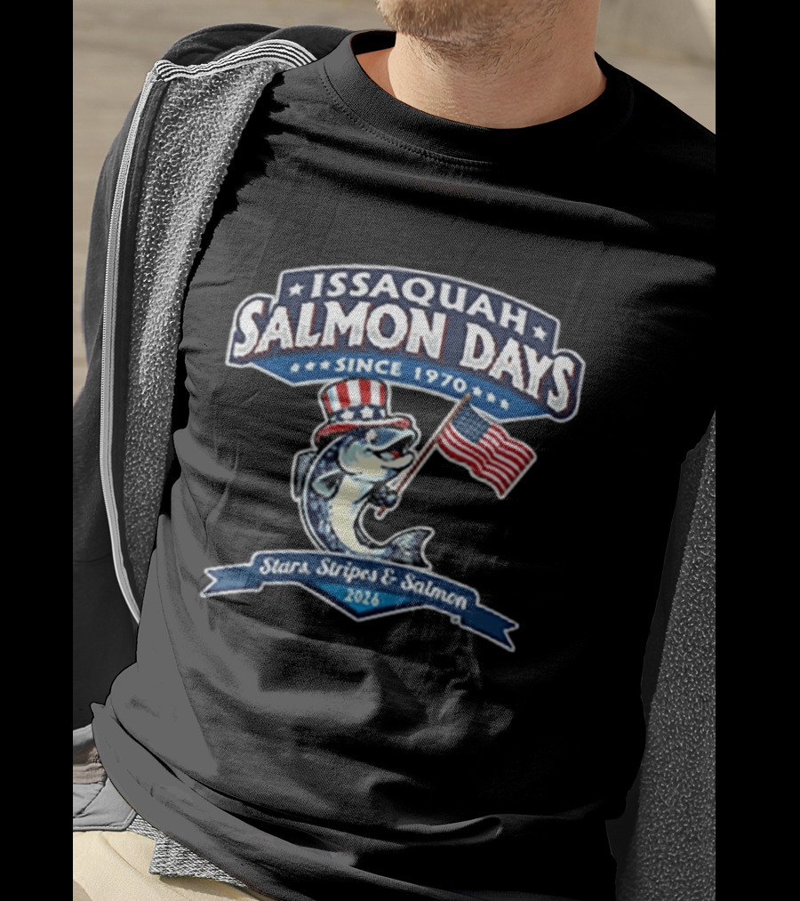 Issaquah Salmon Days 2026 Stars Stripes & Salmon Since 1970 Event T-Shirt