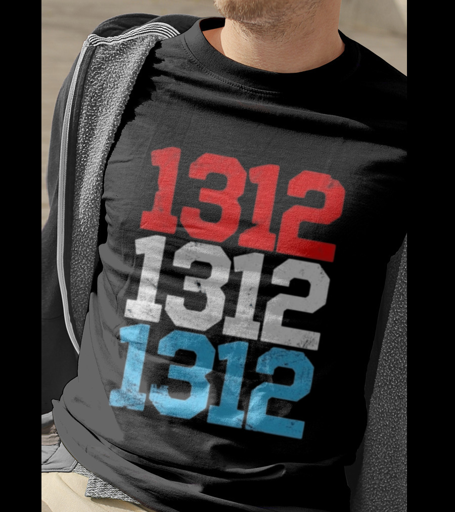 1312 ACAB Distressed Protest Red White Blue Stacked T-Shirt