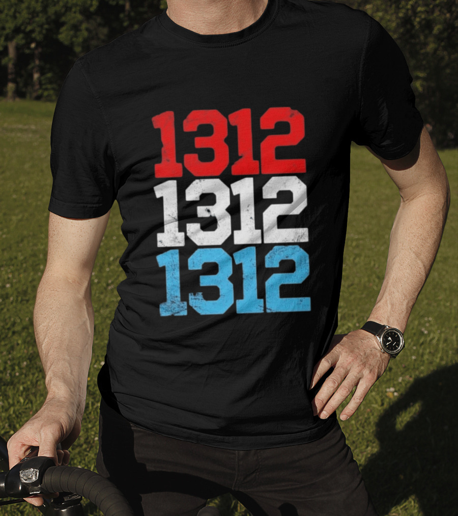 1312 ACAB Distressed Protest Red White Blue Stacked T-Shirt