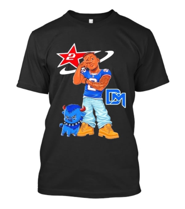 DJ Moore No 2 Buffalo Bills Cartoon Player With Buffalo And Red Star T-Shirt