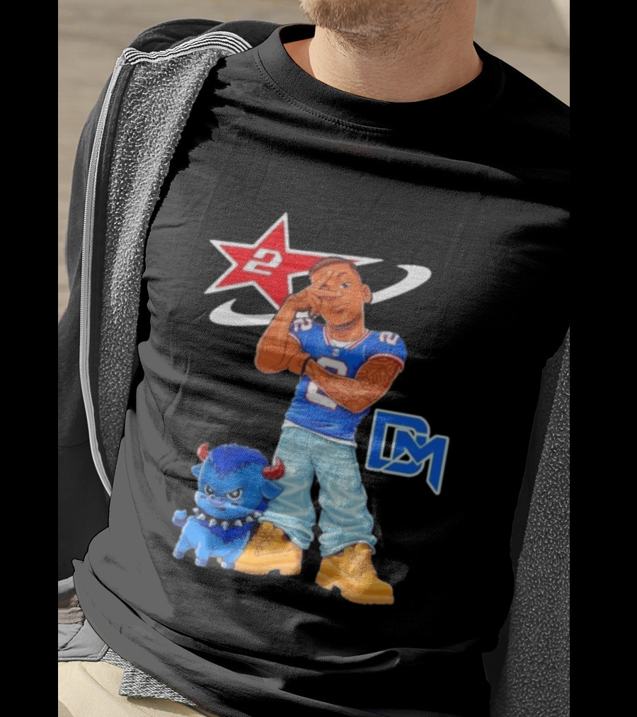 DJ Moore No 2 Buffalo Bills Cartoon Player With Buffalo And Red Star T-Shirt