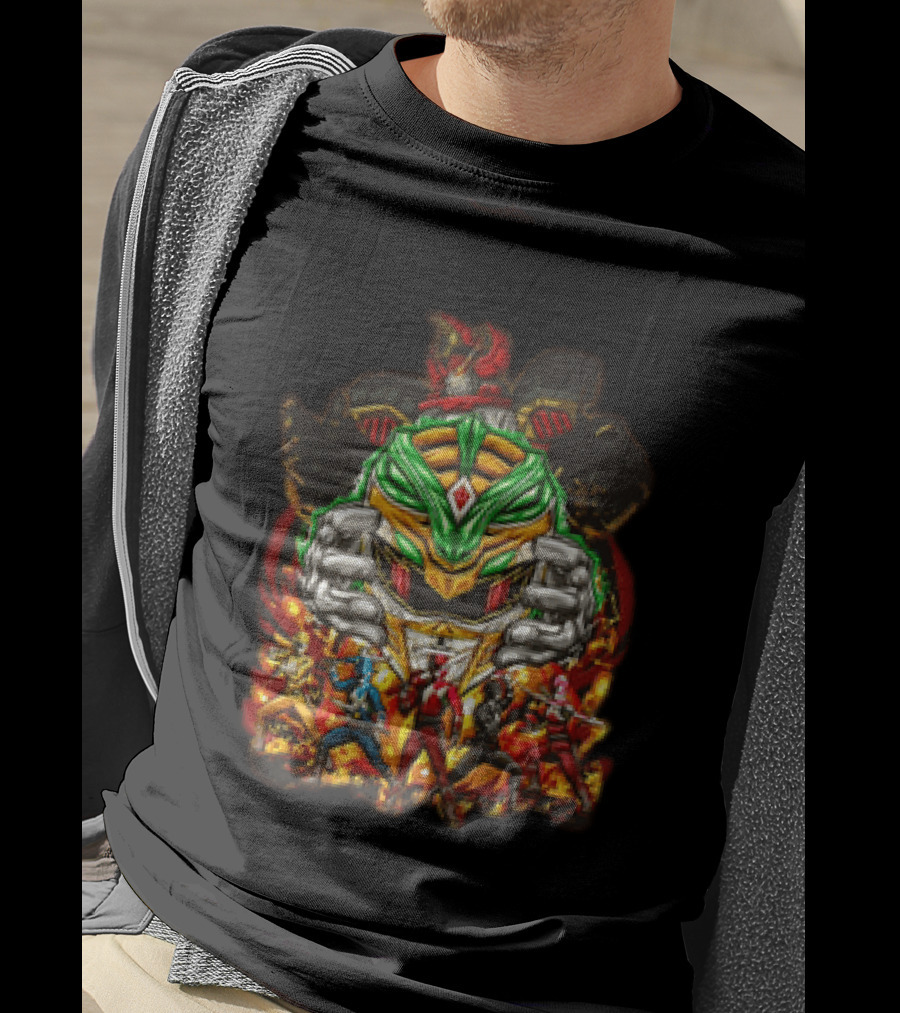 Mighty Morphin Power Rangers Green Ranger Red Ranger Megazord Characters T-Shirt