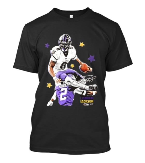 Lamar Jackson Baltimore Ravens Stars Rodgers 2 NFL T-Shirt