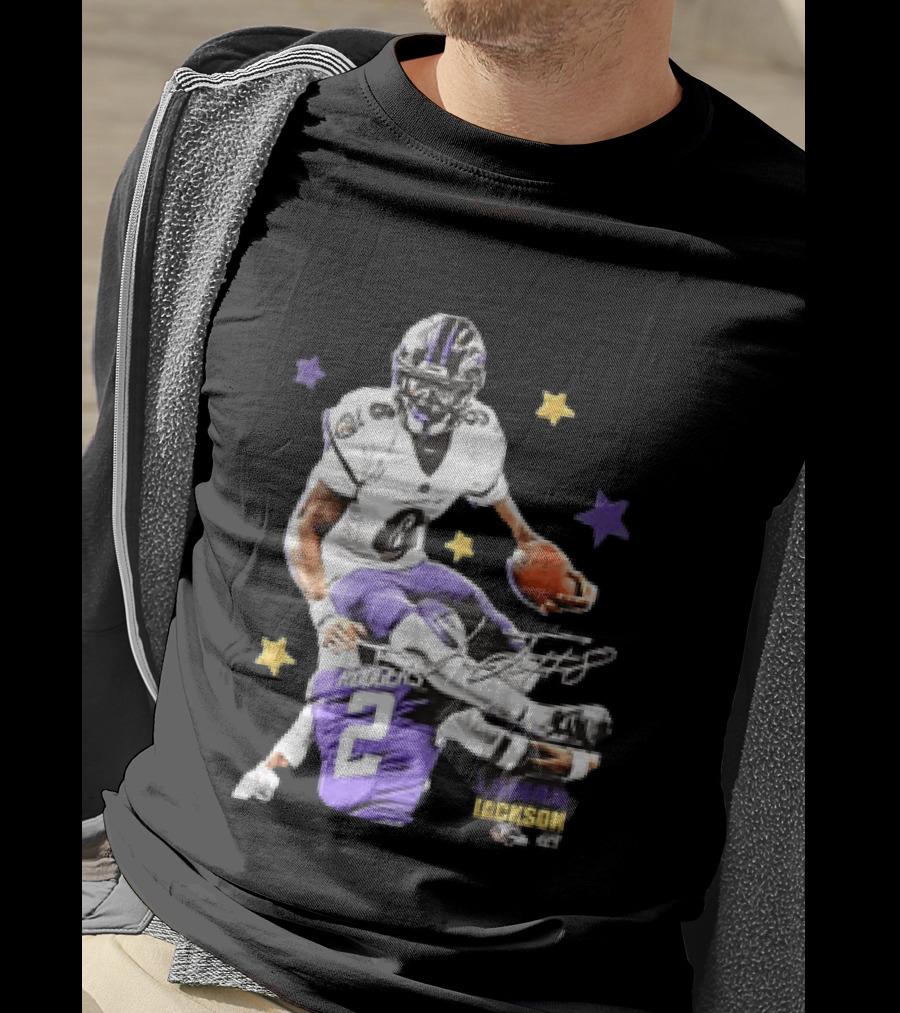 Lamar Jackson Baltimore Ravens Stars Rodgers 2 NFL T-Shirt