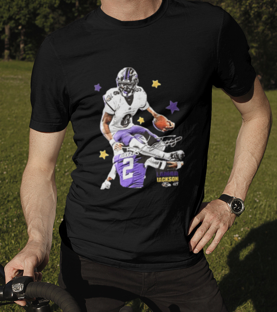 Lamar Jackson Baltimore Ravens Stars Rodgers 2 NFL T-Shirt