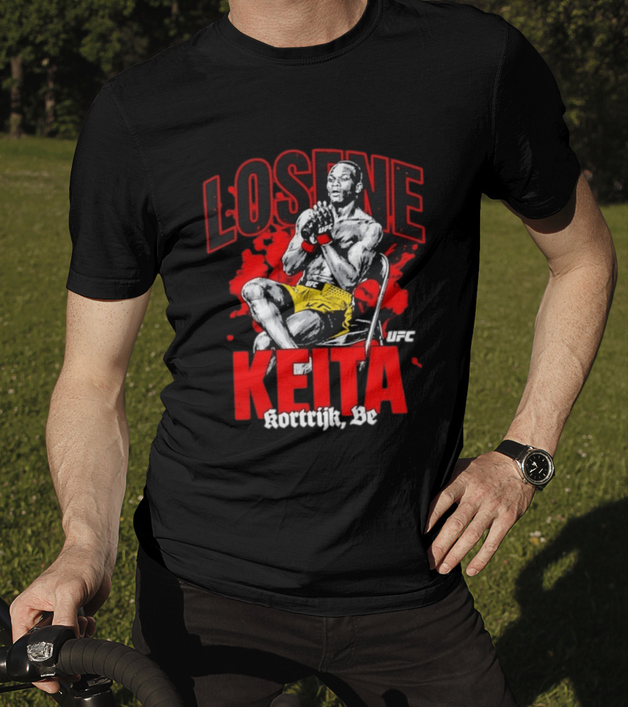 Losene Keita UFC Kortrijk Be MMA Fighter Pose In Bold Red And Yellow T-Shirt