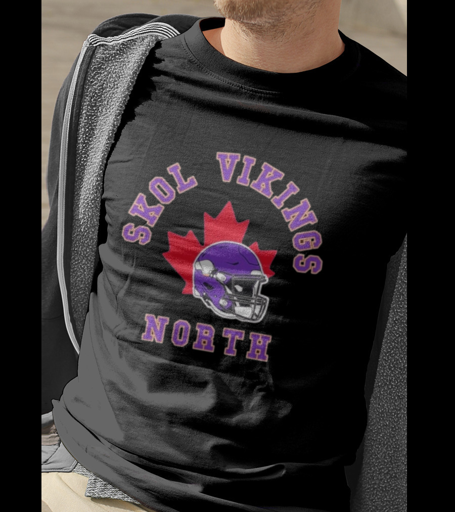Skol Vikings North Canada 2026 Football Helmet Red Maple Leaf T-Shirt