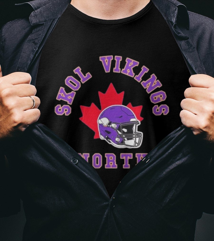 Skol Vikings North Canada 2026 Football Helmet Red Maple Leaf T-Shirt