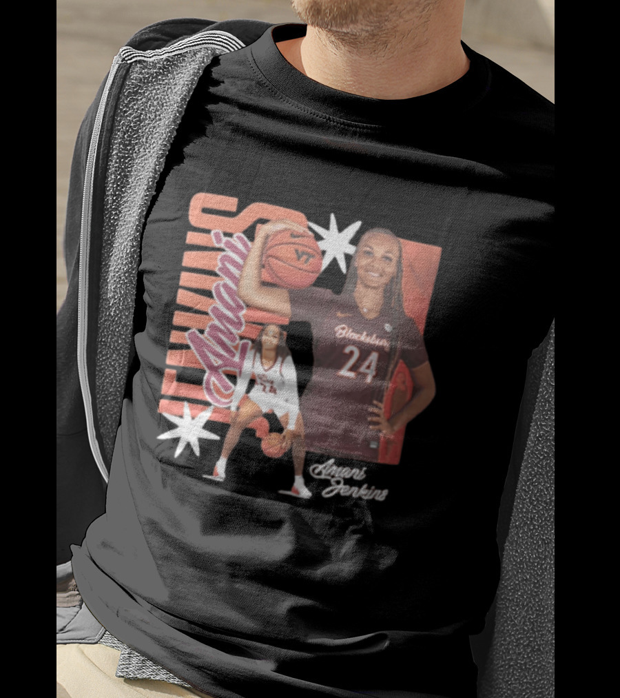 Amani Jenkins Blacksburg 24 VT Basketball Player Starburst T-Shirt