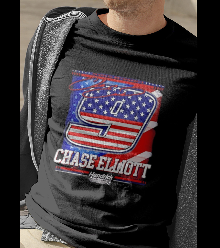 Chase Elliott 9 Hendrick Motorsports American Flag Racing T-Shirt