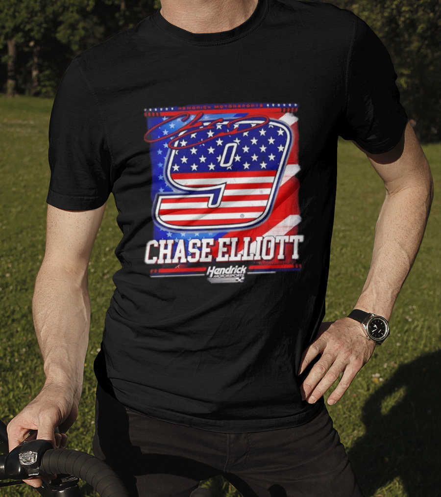 Chase Elliott 9 Hendrick Motorsports American Flag Racing T-Shirt