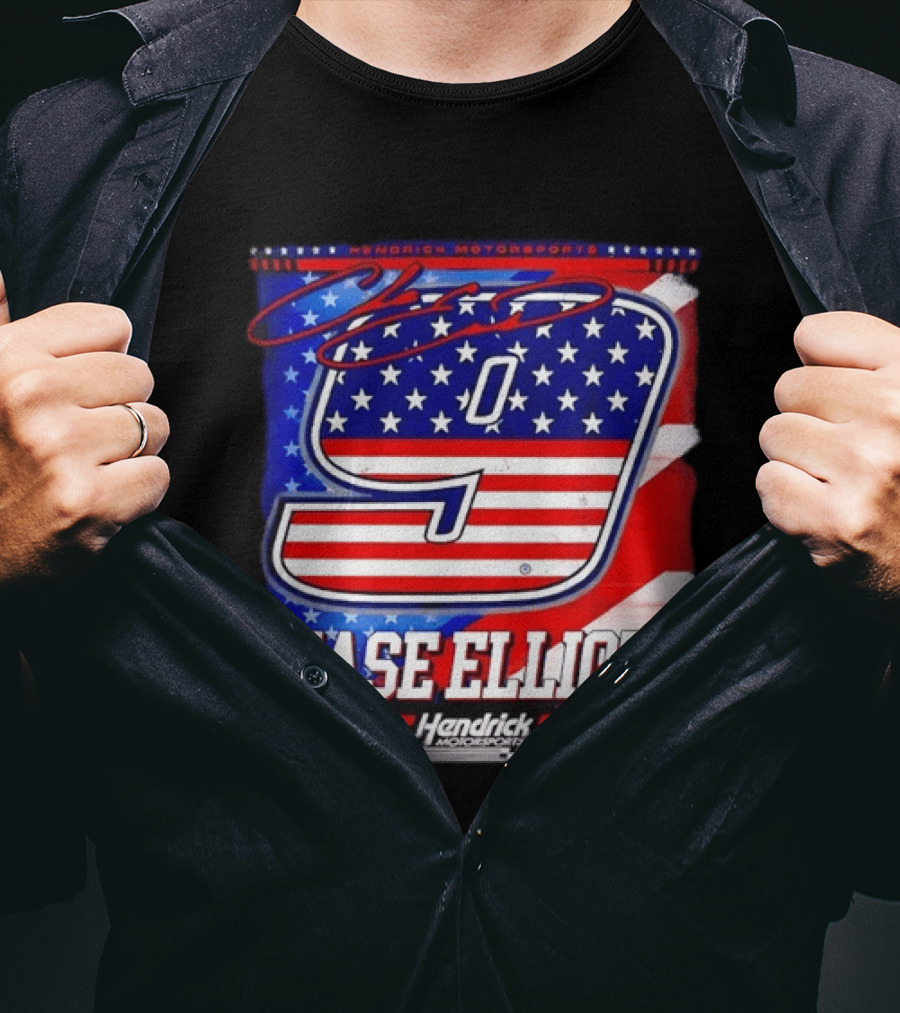 Chase Elliott 9 Hendrick Motorsports American Flag Racing T-Shirt