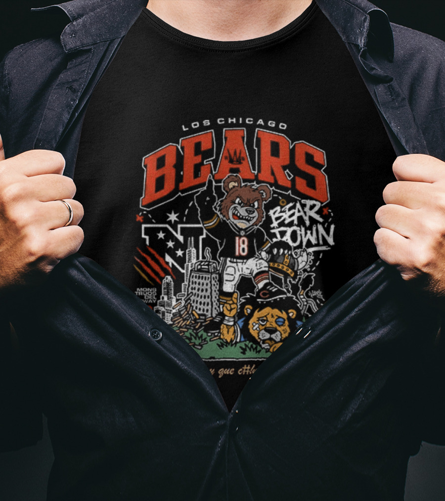 Los Chicago Bears Bear Down Beat Vikings Lions Green Bay Que Chinguen Su Madre T-Shirt