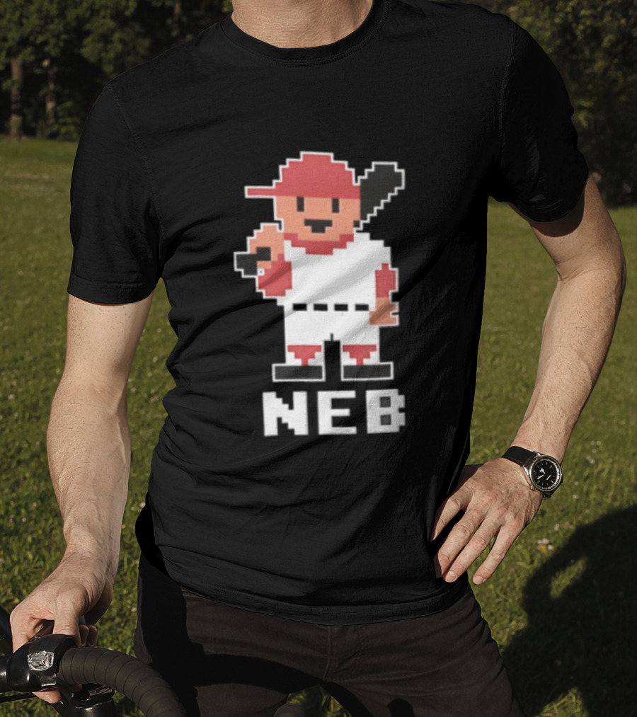 Nebraska Cornhuskers 8 Bit Baseball Player NEB T-Shirt