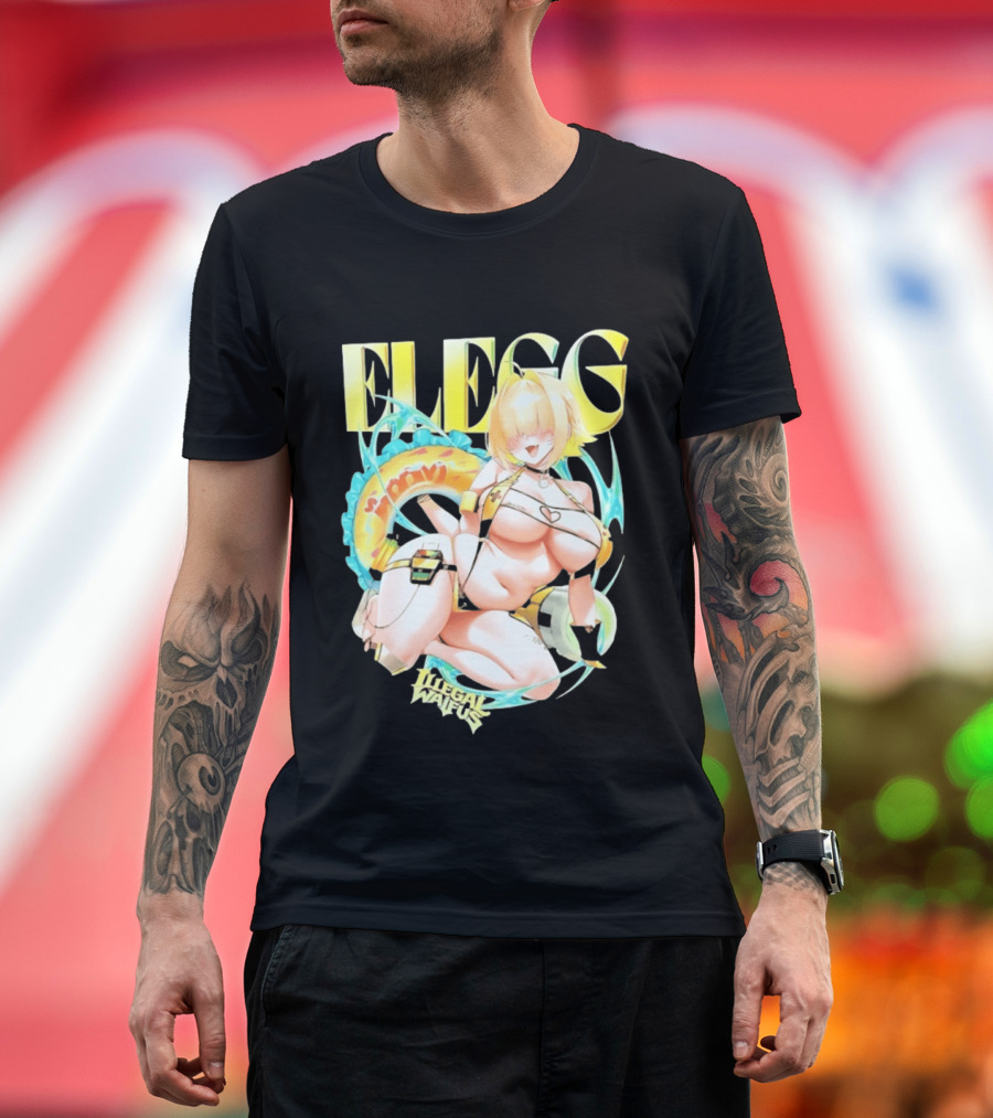 Elegg Illegal Waifus Electric Anime Character Beach Vibes T-Shirt