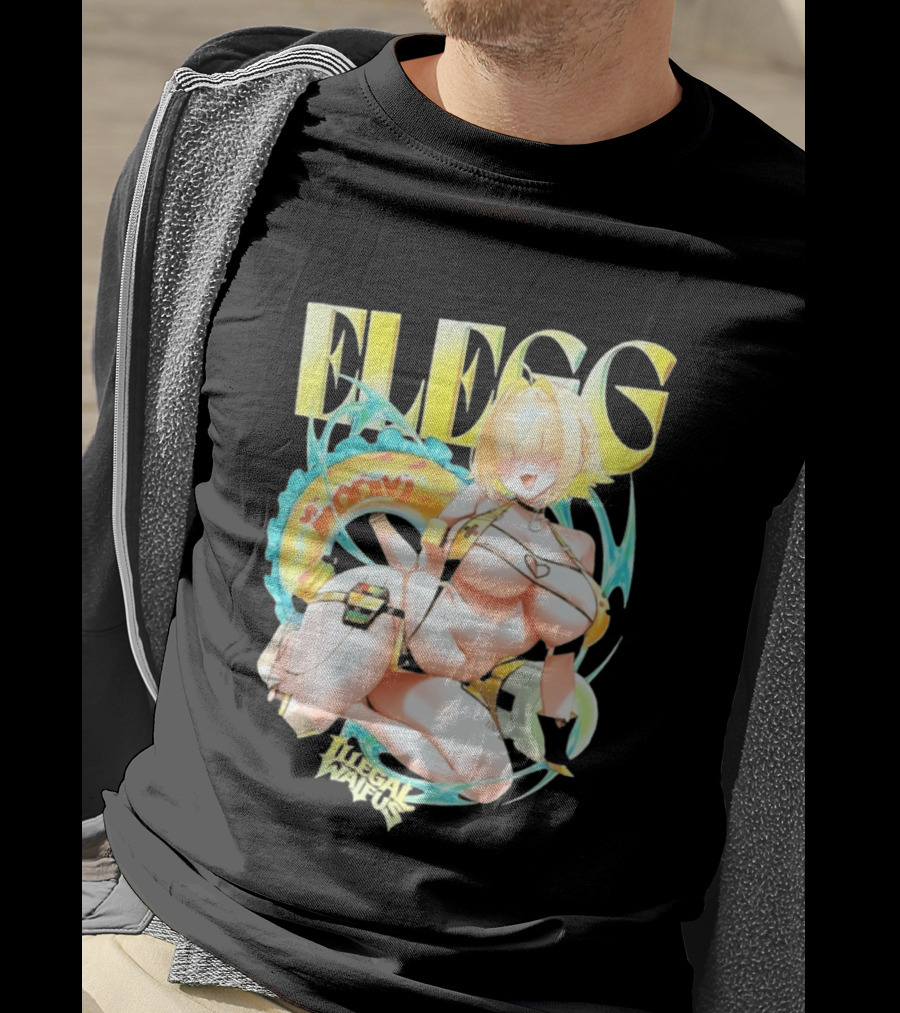 Elegg Illegal Waifus Electric Anime Character Beach Vibes T-Shirt