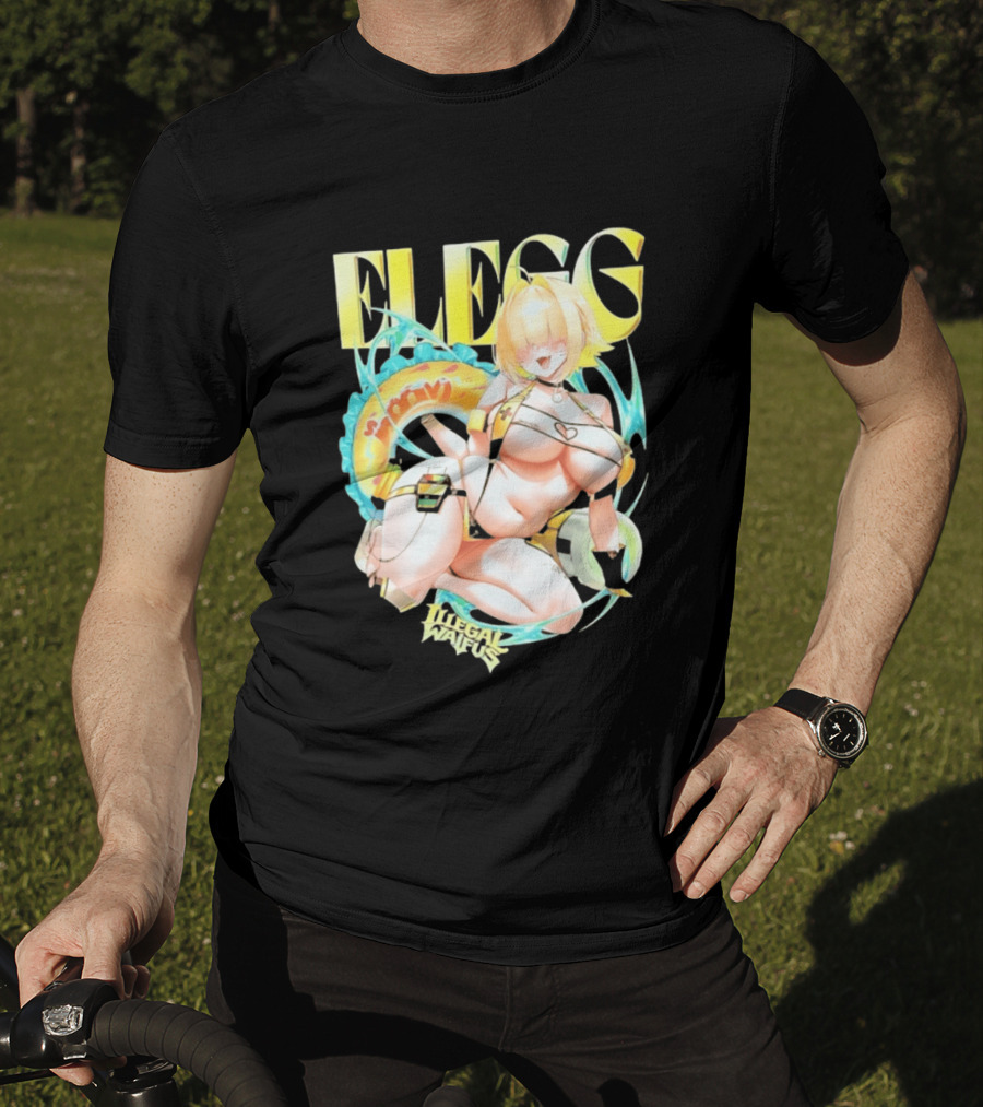 Elegg Illegal Waifus Electric Anime Character Beach Vibes T-Shirt