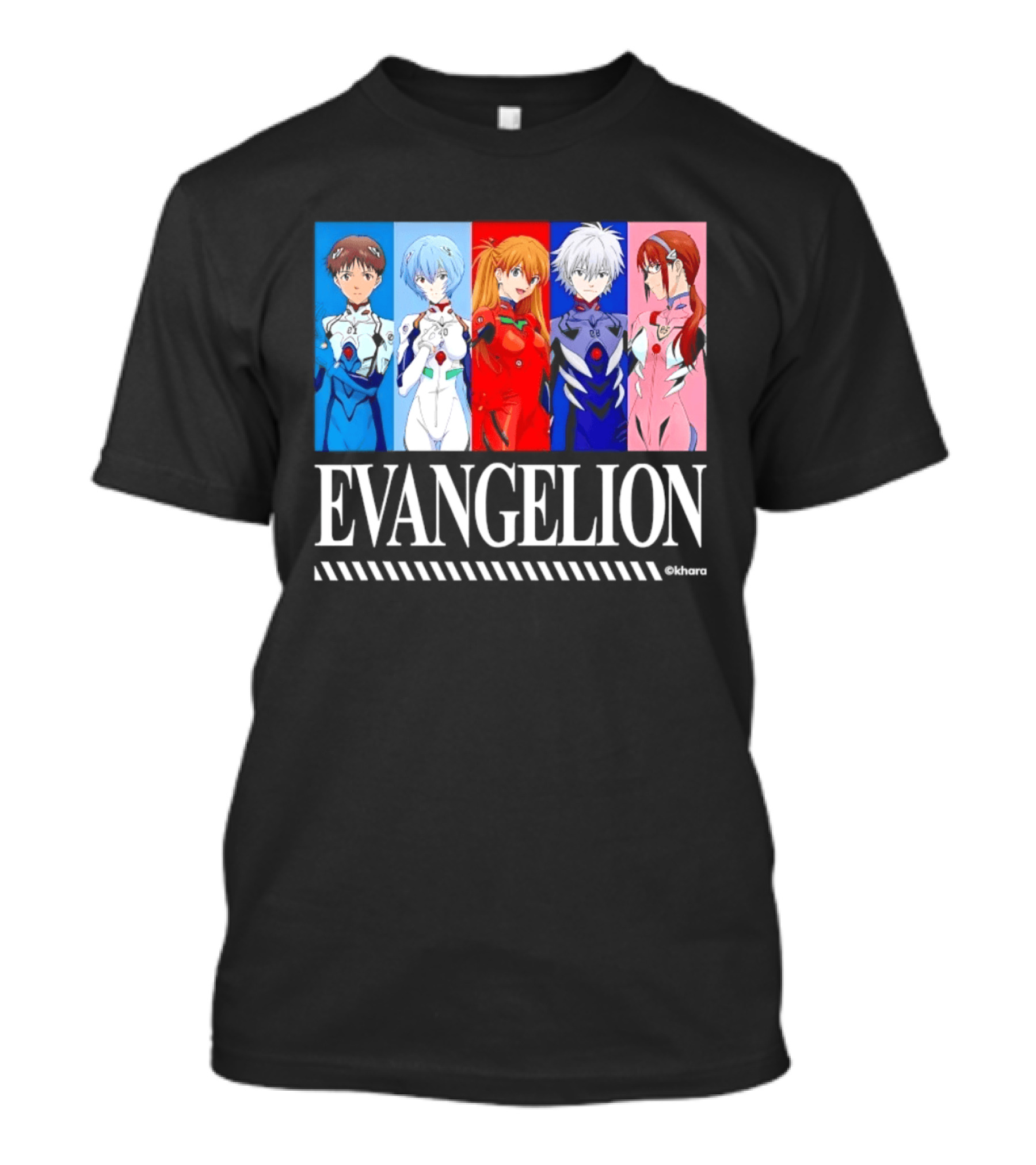 Evangelion Group Shinji Ikari Rei Asuka Kaworu Mari Characters Anime Series T-Shirt
