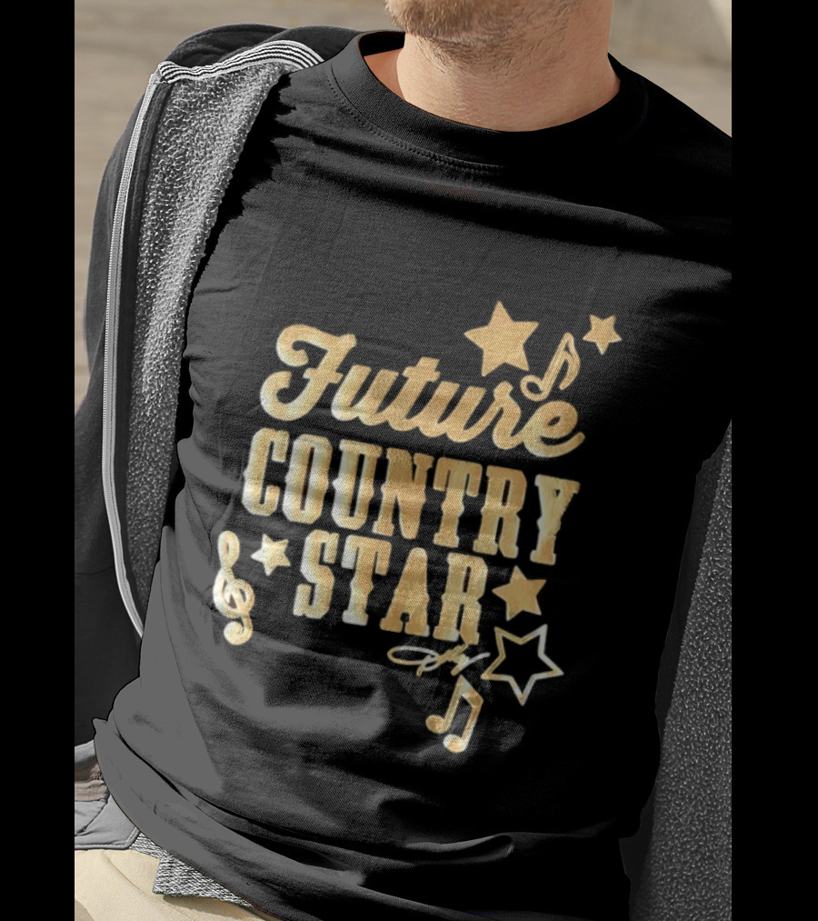 Future Country Star Musician Singer Golden Notes And Stars T-Shirt