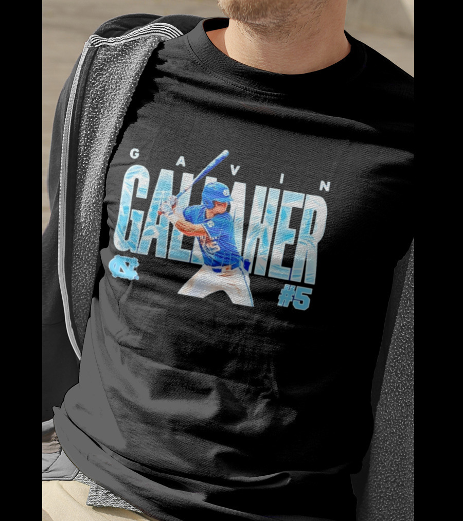 Gavin Gallaher #5 University Of North Carolina Tar Heels NCAA Baseball Player T-Shirt