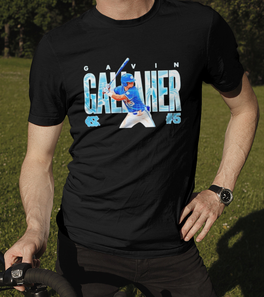 Gavin Gallaher #5 University Of North Carolina Tar Heels NCAA Baseball Player T-Shirt