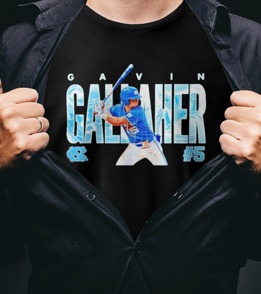 Gavin Gallaher #5 University Of North Carolina Tar Heels NCAA Baseball Player T-Shirt