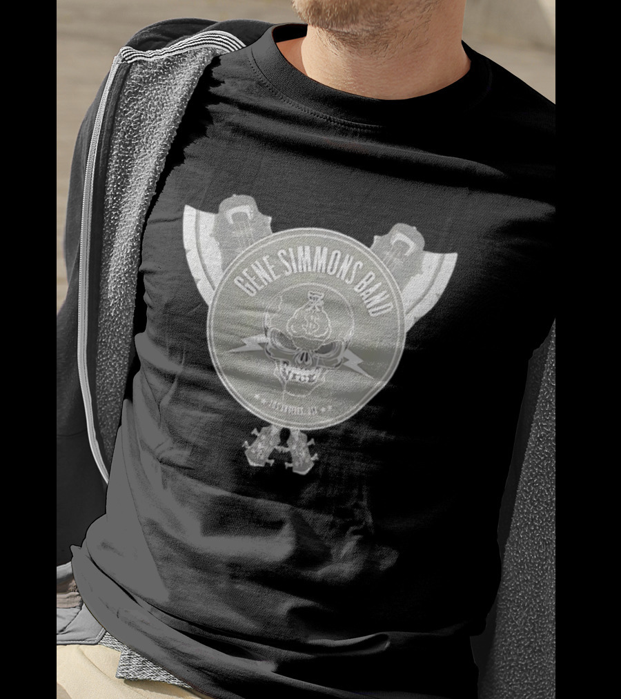 Gene Simmons Band Los Angeles USA Skull Dollar Bass Guitar Wings T-Shirt