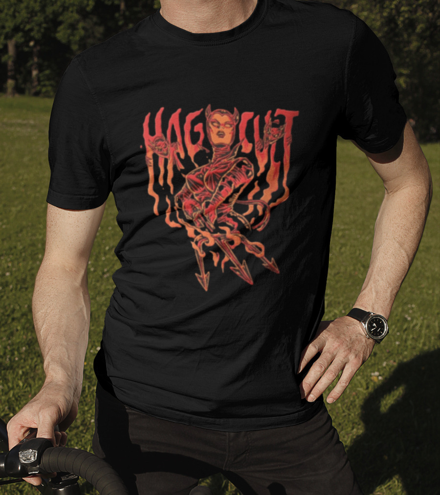 Hag Cult Demon Girl Trident Hellfire Occult T-Shirt