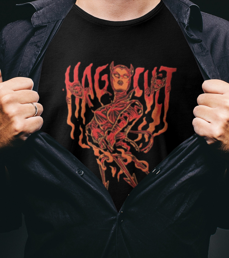 Hag Cult Demon Girl Trident Hellfire Occult T-Shirt