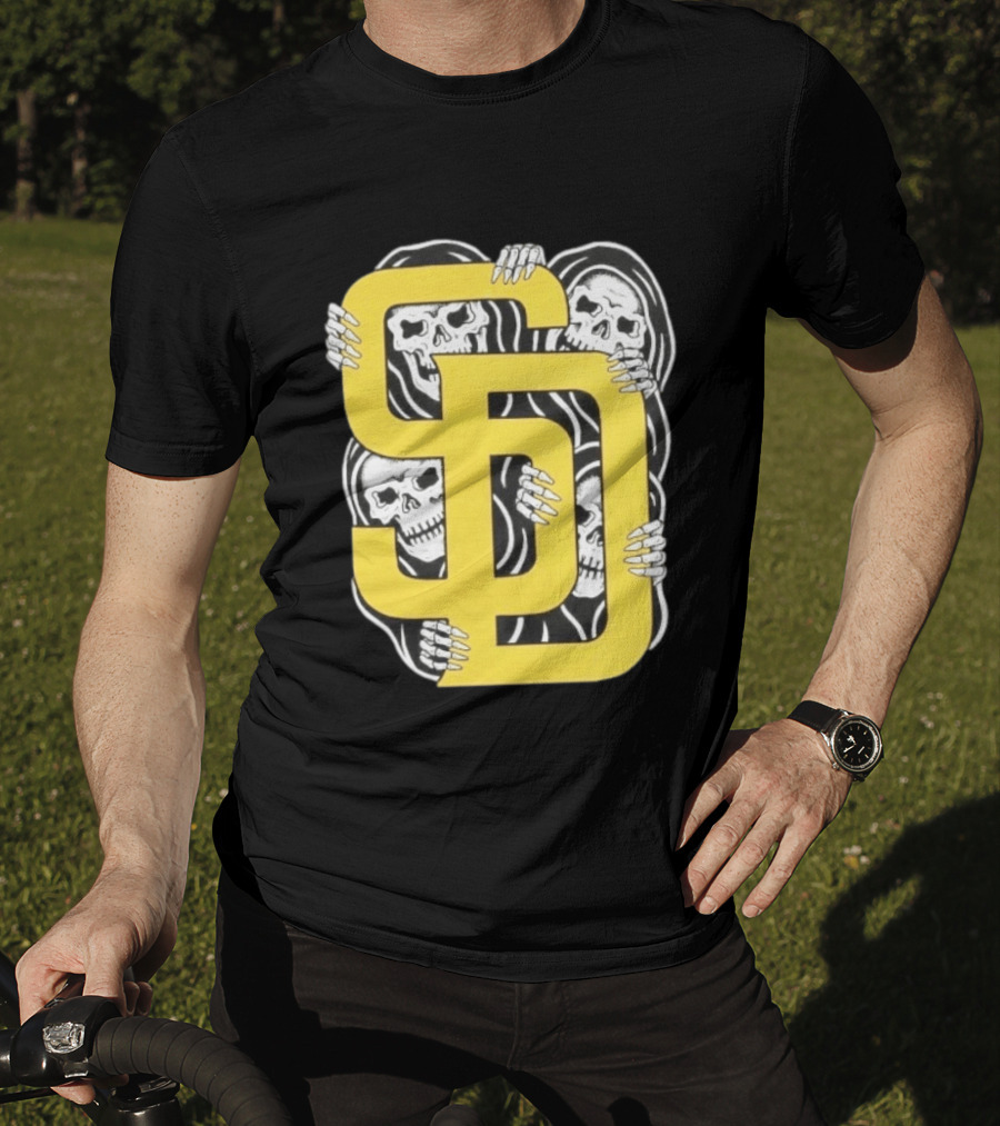 San Diego Padres SD Yellow Grim Reaper Skeletons T-Shirt