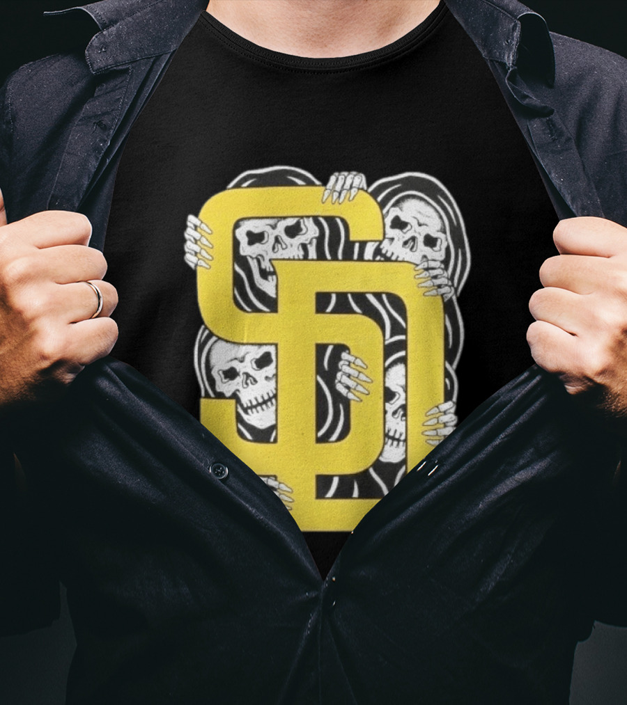 San Diego Padres SD Yellow Grim Reaper Skeletons T-Shirt