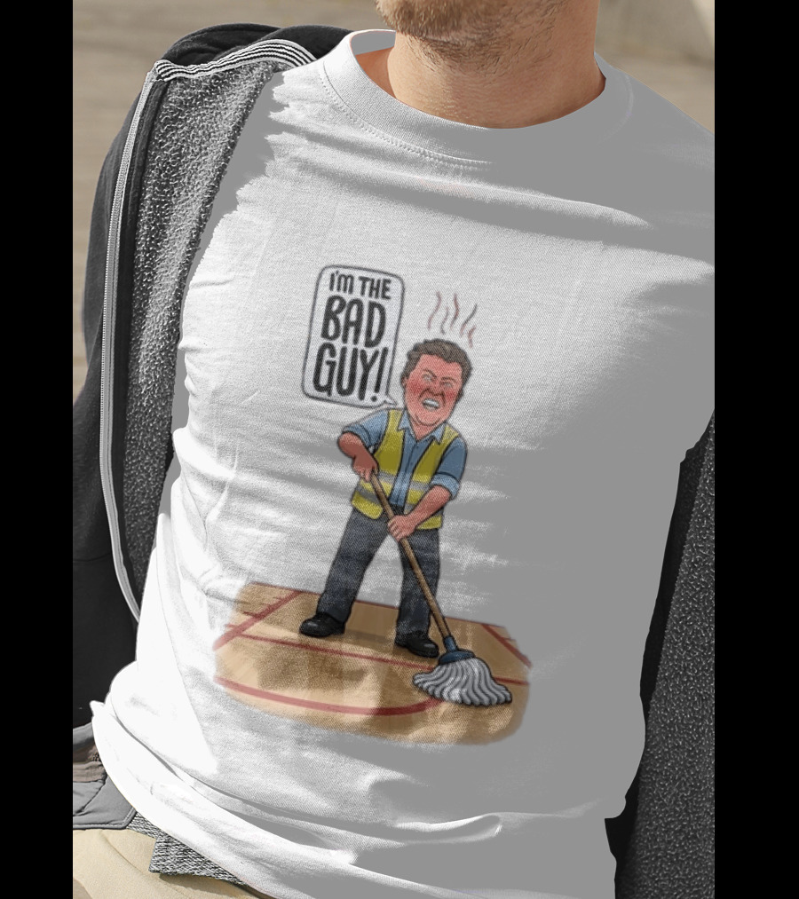 I'm The Bad Guy Janitor Cartoon Mopping Basketball Court T-Shirt