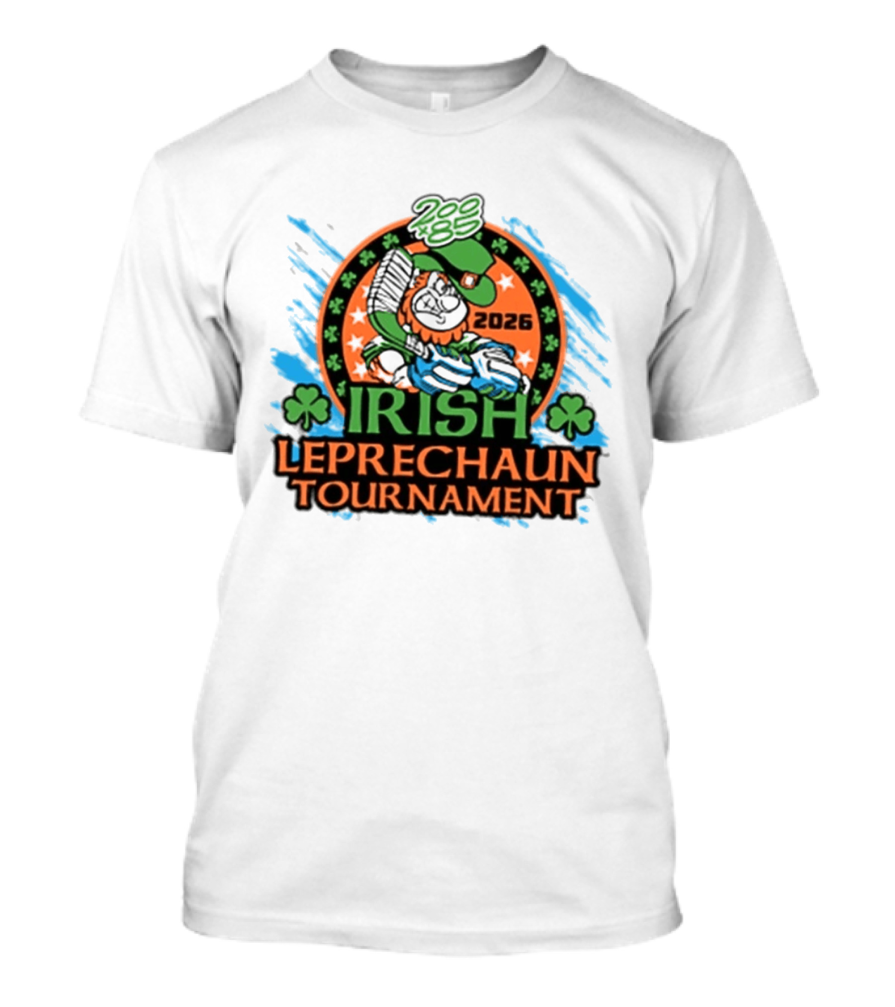 Irish Leprechaun Tournament 2026 Clover Emblem And Green Hat Celebration T-Shirt