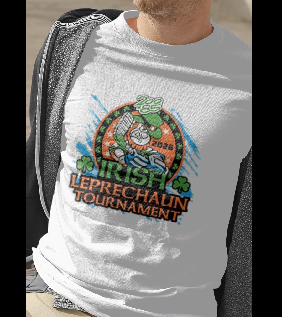 Irish Leprechaun Tournament 2026 Clover Emblem And Green Hat Celebration T-Shirt