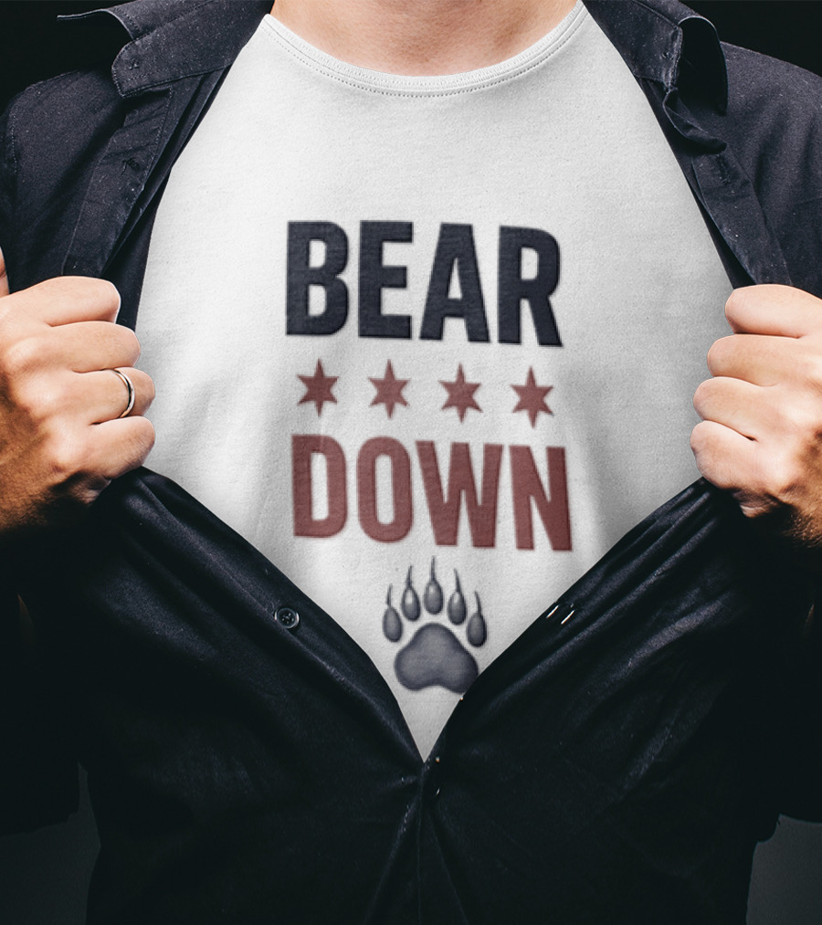 Chicago Bears Bear Down Four Stars Paw Football Team T-Shirt