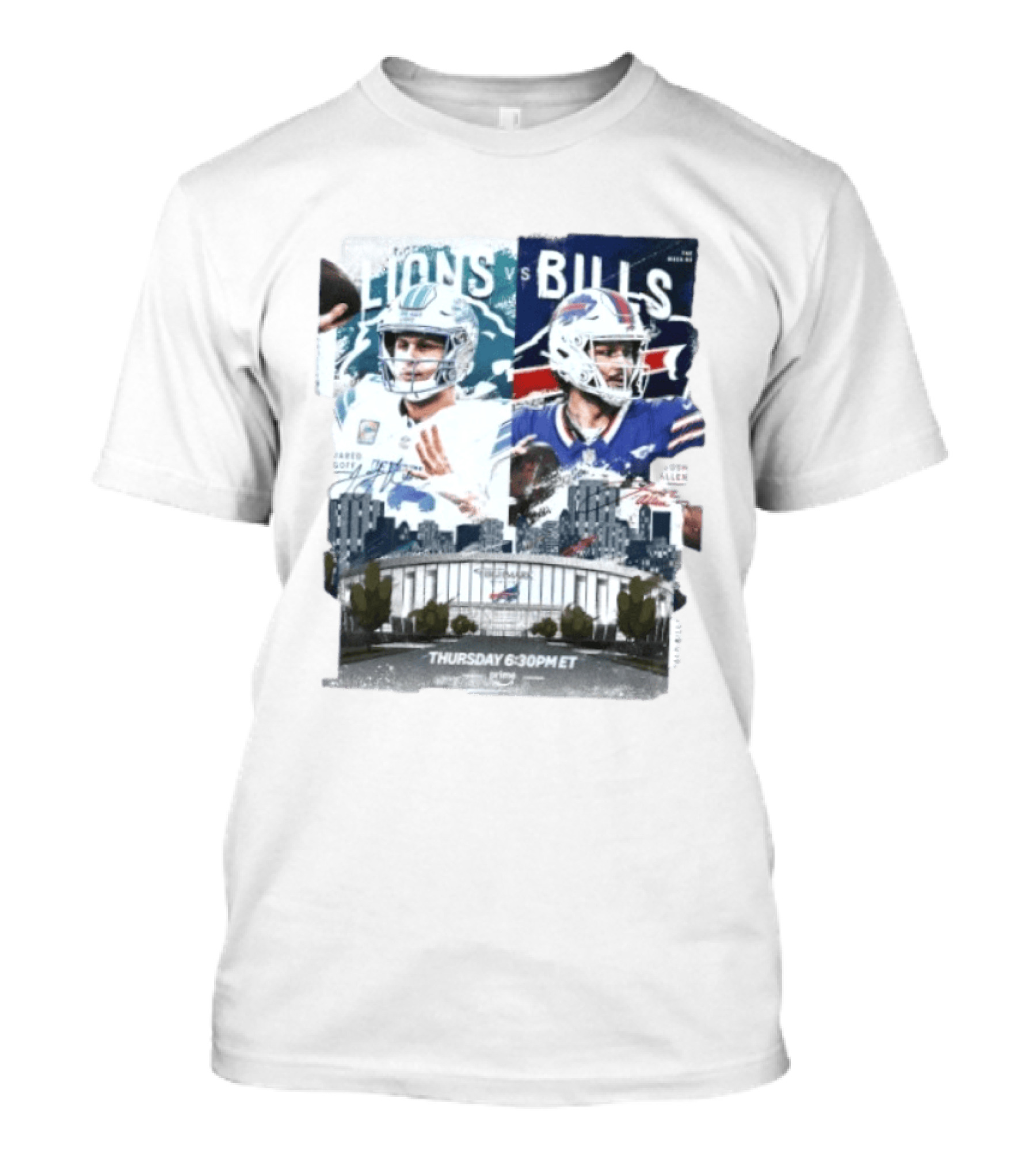 Jared Goff Detroit Lions Vs Josh Allen Buffalo Bills Thursday Night Football Week 02 6:30 PM ET T-Shirt