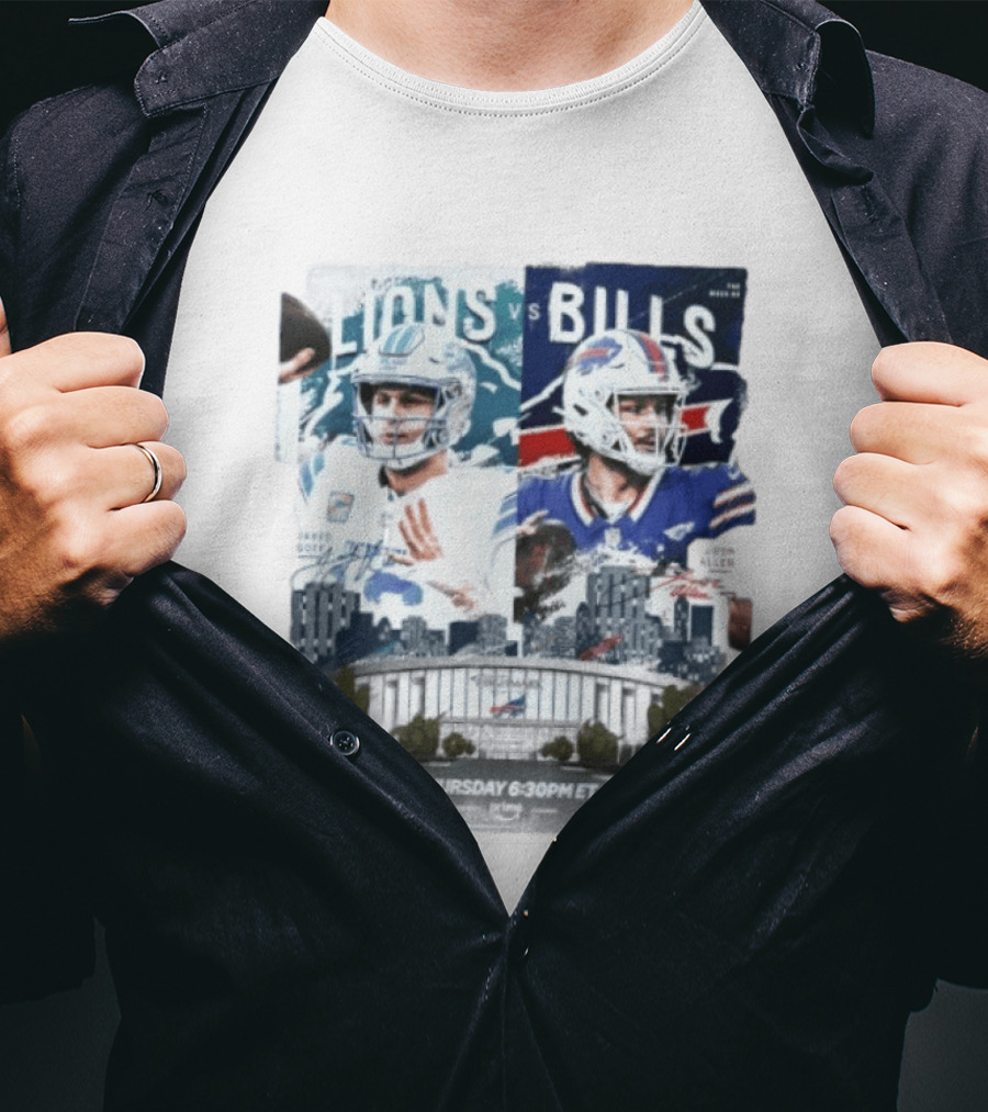 Jared Goff Detroit Lions Vs Josh Allen Buffalo Bills Thursday Night Football Week 02 6:30 PM ET T-Shirt