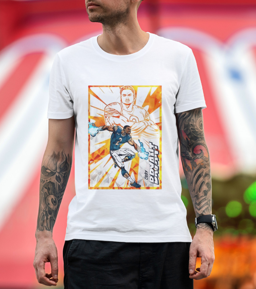 Coby Bryant Seattle Seahawks Football Card Dynamic Illustration With Chicago Bears T-Shirt