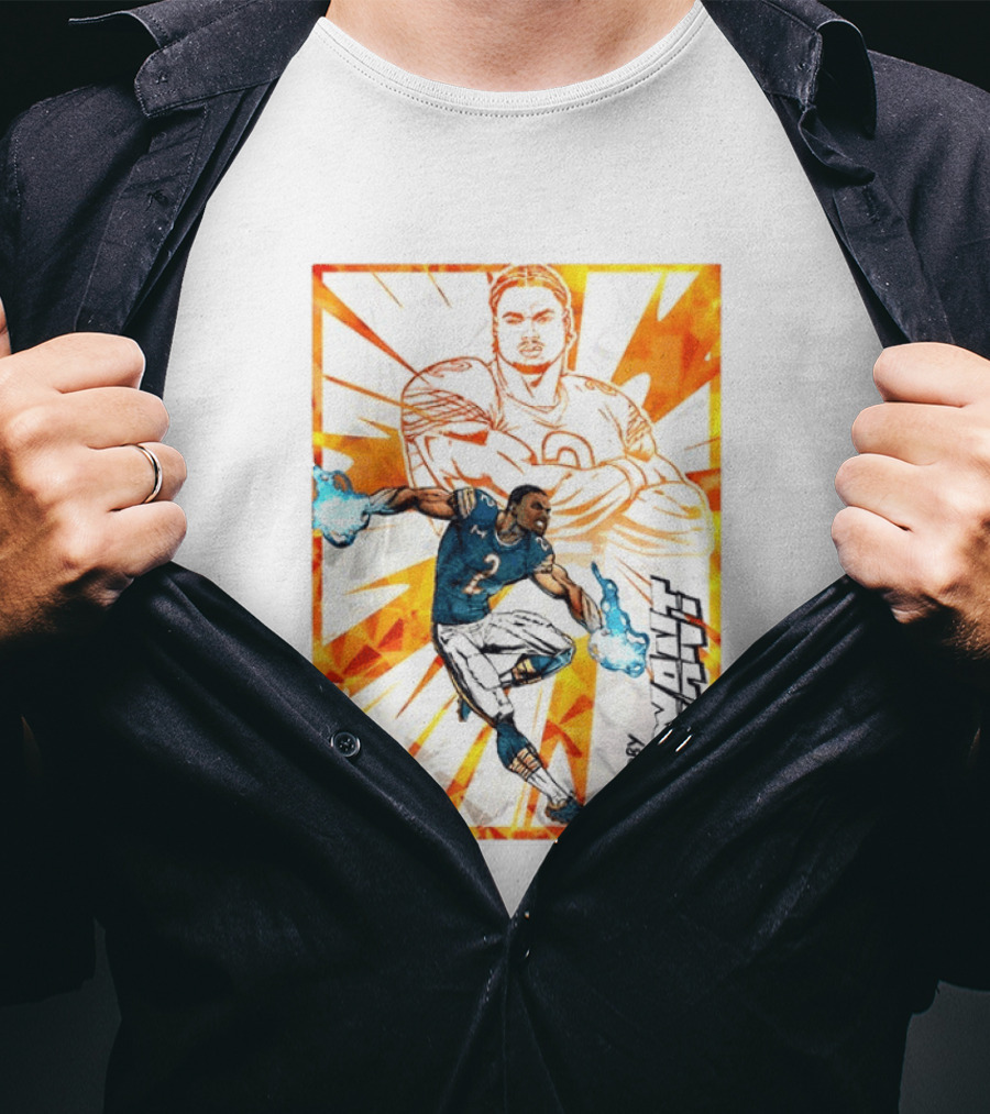 Coby Bryant Seattle Seahawks Football Card Dynamic Illustration With Chicago Bears T-Shirt
