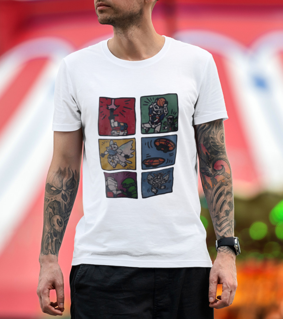 Keith Haring Japanese Mecha Robot Comic Panels Pop Cartoon T-Shirt