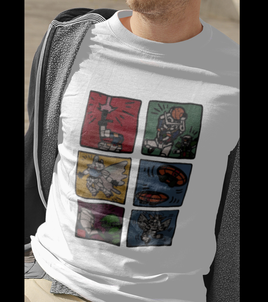 Keith Haring Japanese Mecha Robot Comic Panels Pop Cartoon T-Shirt