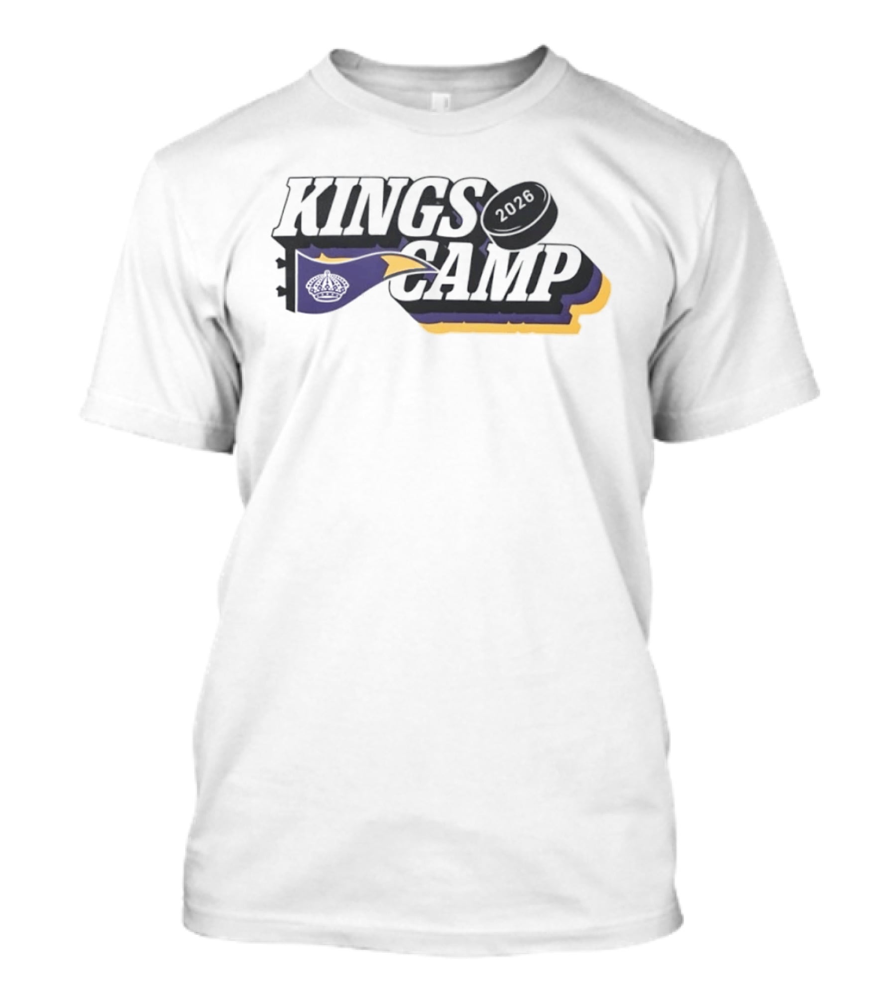 Kings Camp 2026 Hockey Sports Banner Whistle Puck T-Shirt