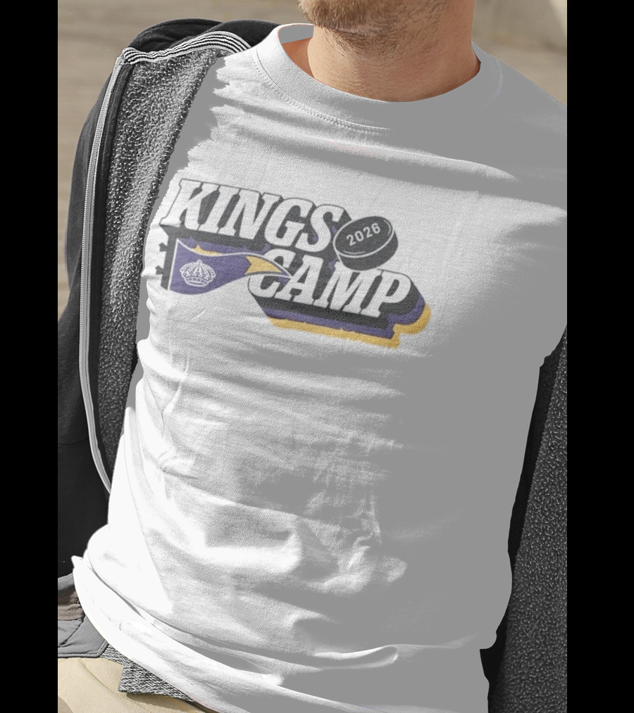 Kings Camp 2026 Hockey Sports Banner Whistle Puck T-Shirt