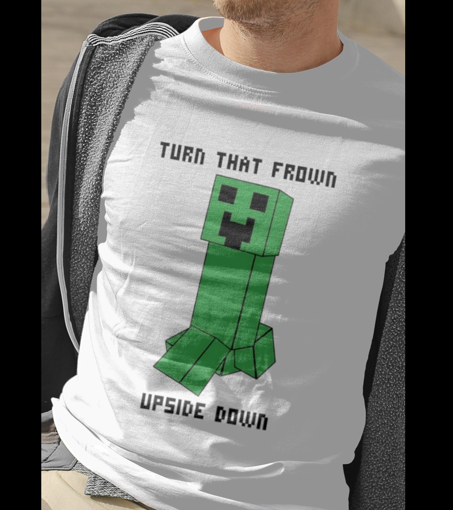 Creeper Turn That Frown Upside Down Gaming Block T-Shirt