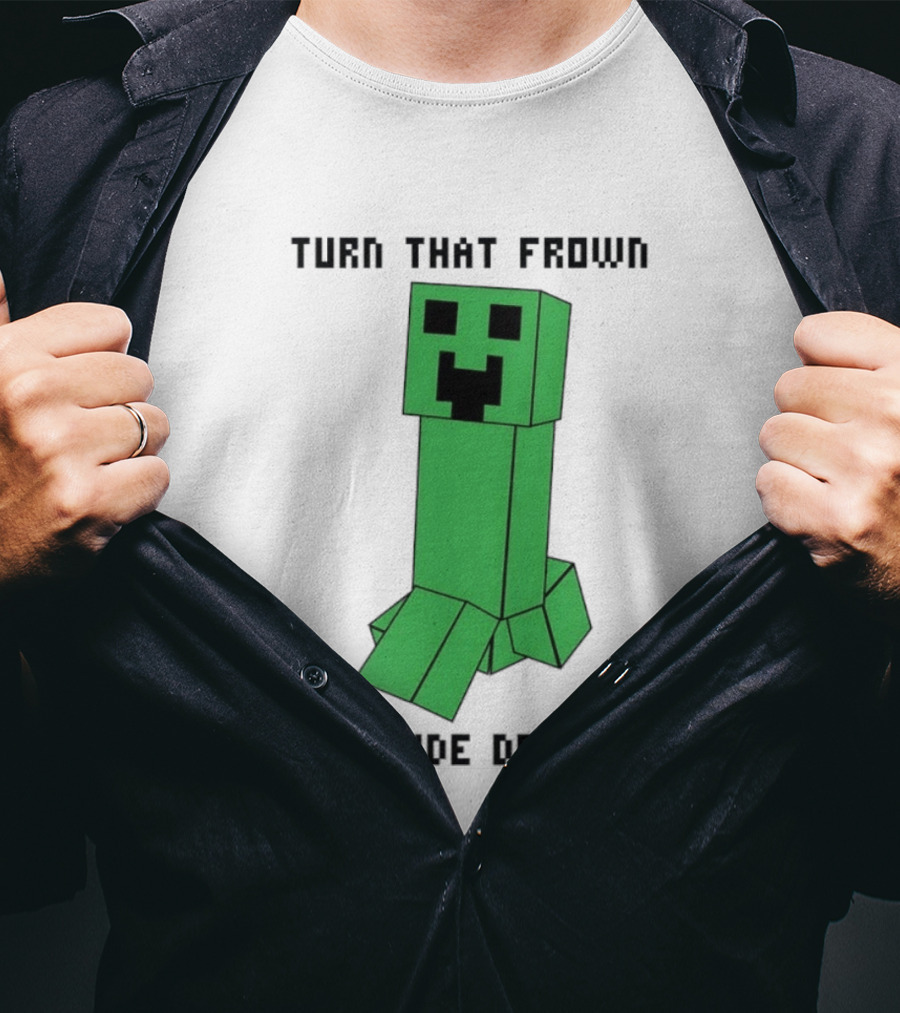 Creeper Turn That Frown Upside Down Gaming Block T-Shirt