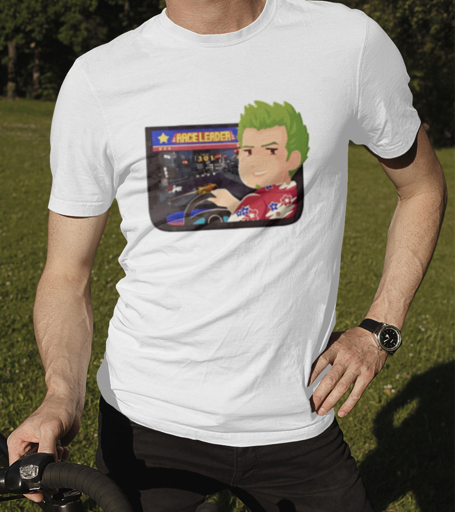 Race Leader Arcade Game Green Hair Cartoon Driver T-Shirt